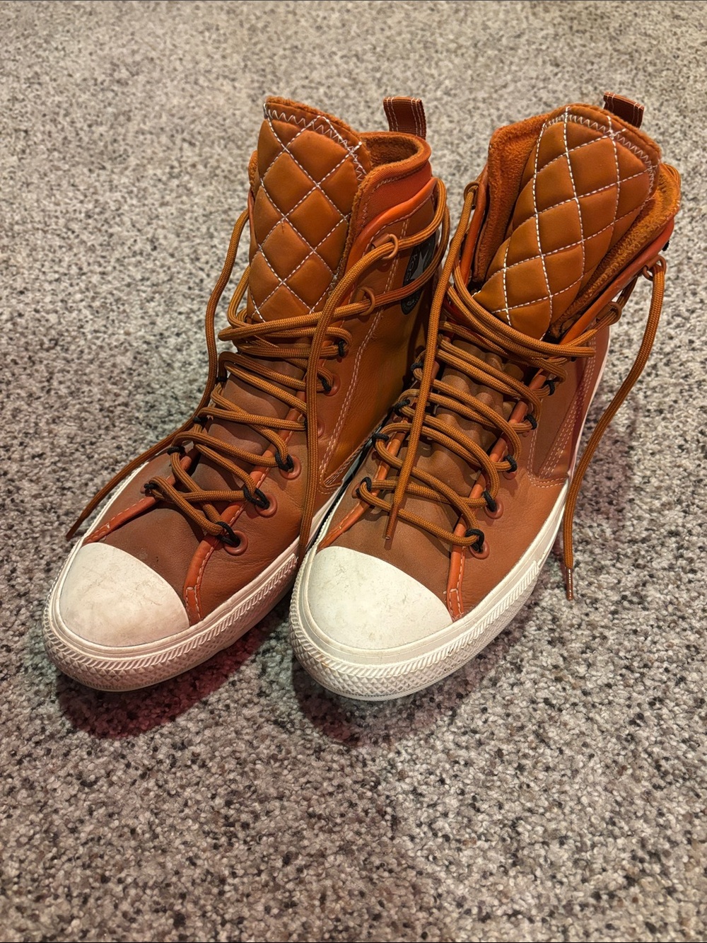 Converse Men's Quilted High-Top Lace-Up Sneakers in Burnt Orange